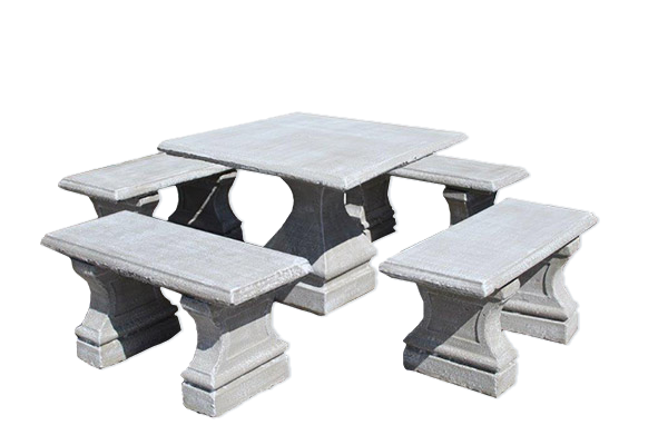 Square Table 1m & 4 Straight Benches
