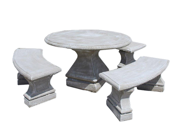Round Table 1.3m & 3 Curved Benches