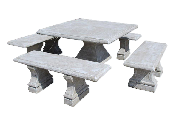 Square Table 1.3m & 4 Straight Benches