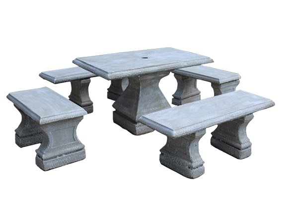 Rectangular Table & 4 Straight Benches