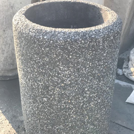 Charcoal Exposed Aggregate Round Dustbin